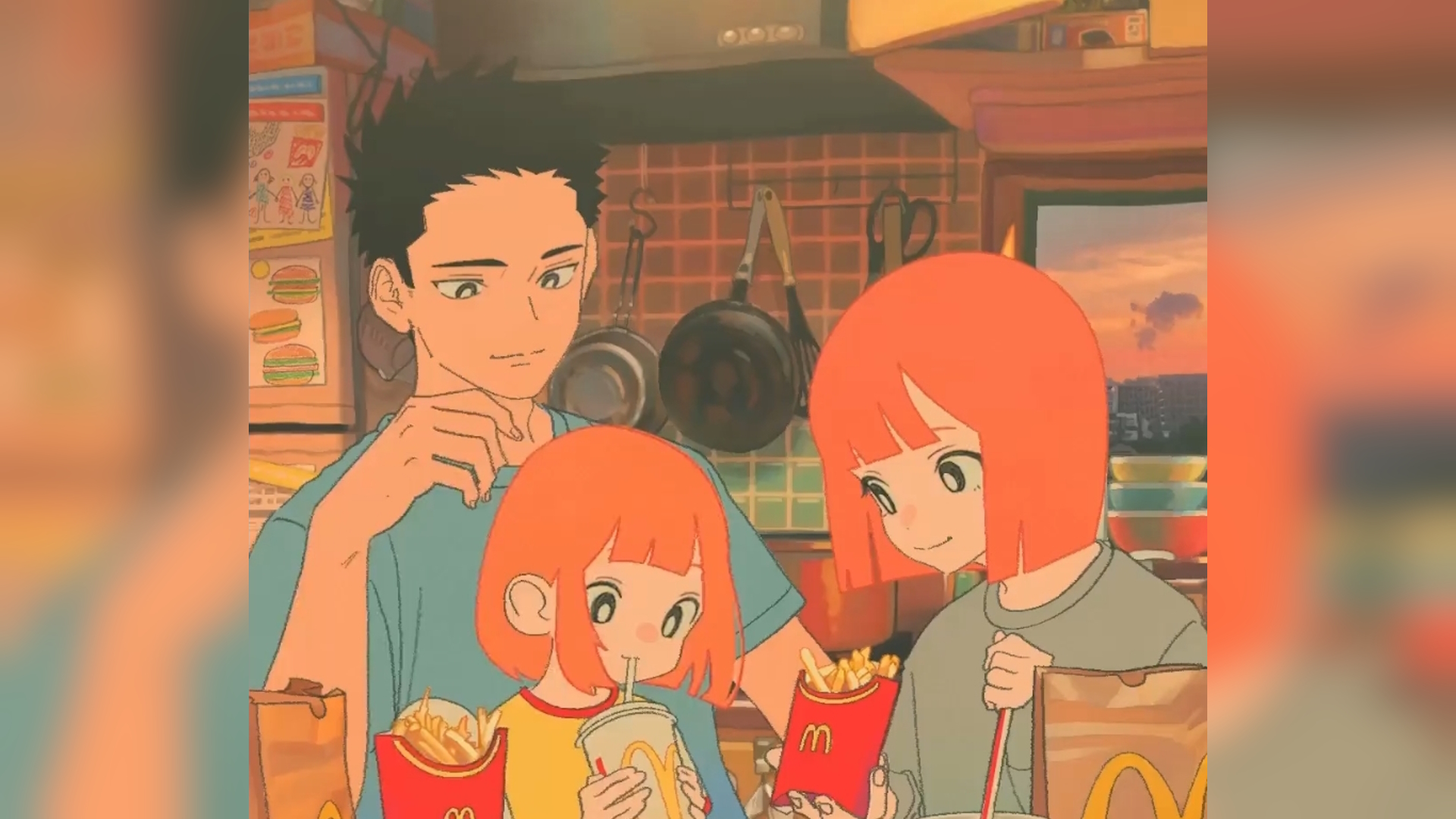 Japanese Family McDonald's Ad Meme Template