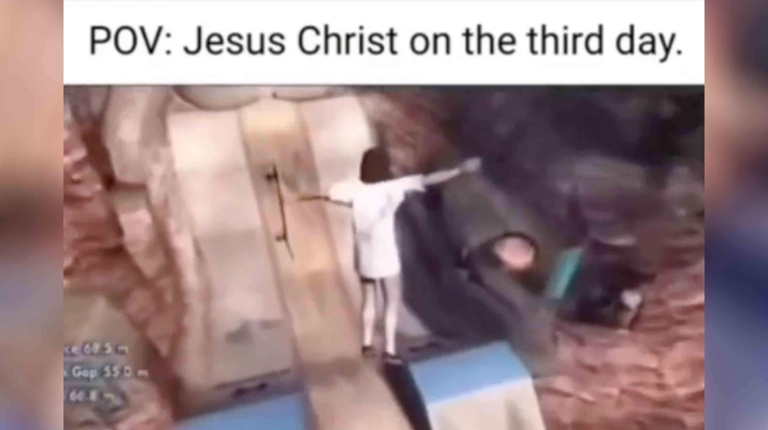 Jesus Skating in Skate 3 to Pearl Jam's "Even Flow" / Steezus Christ Meme Template