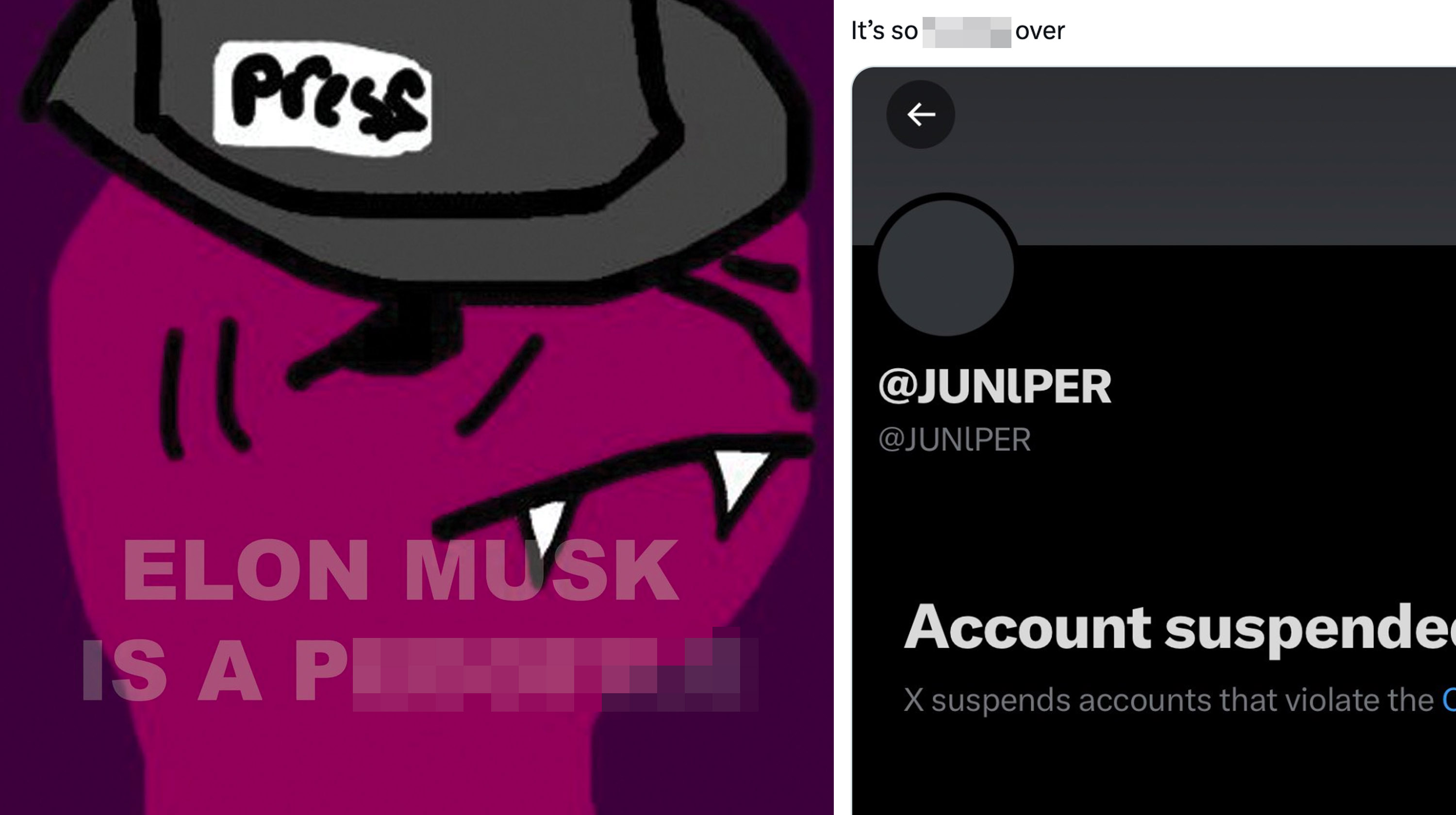 JUNlPER's October 2023 Twitter Ban Meme Template