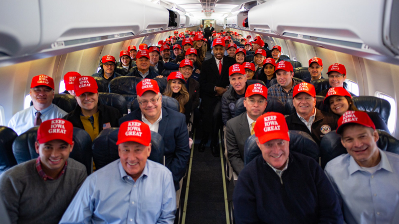 "Keep Iowa Great" Hat Flight Photograph Meme Template