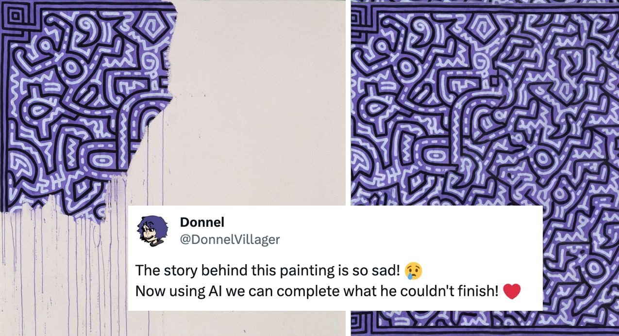 Keith Haring Unfinished Painting AI Controversy Meme Template