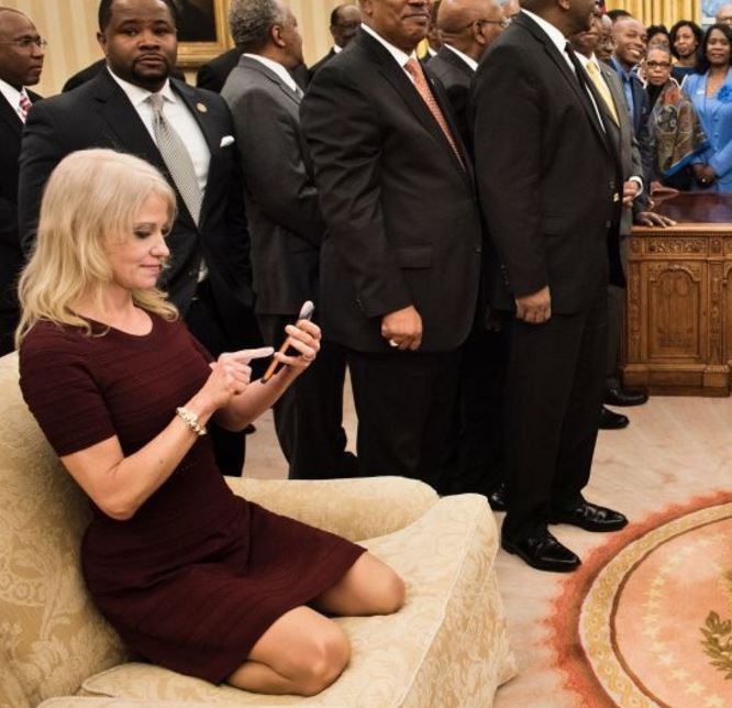Kellyanne Conway's Oval Office Couch Photo Meme Template
