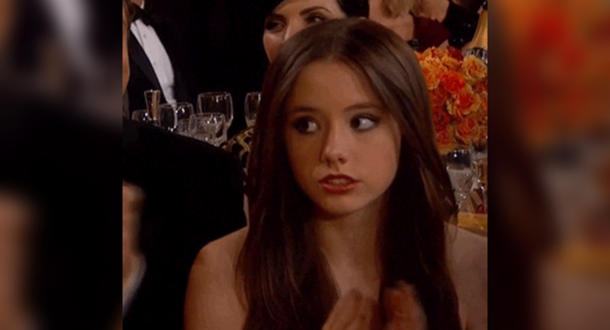 Lily Mo Sheen Drinks Then Claps Nervously At Awards Show Meme Template