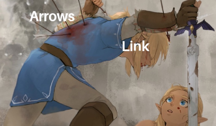 Link Protecting Zelda Meme Template