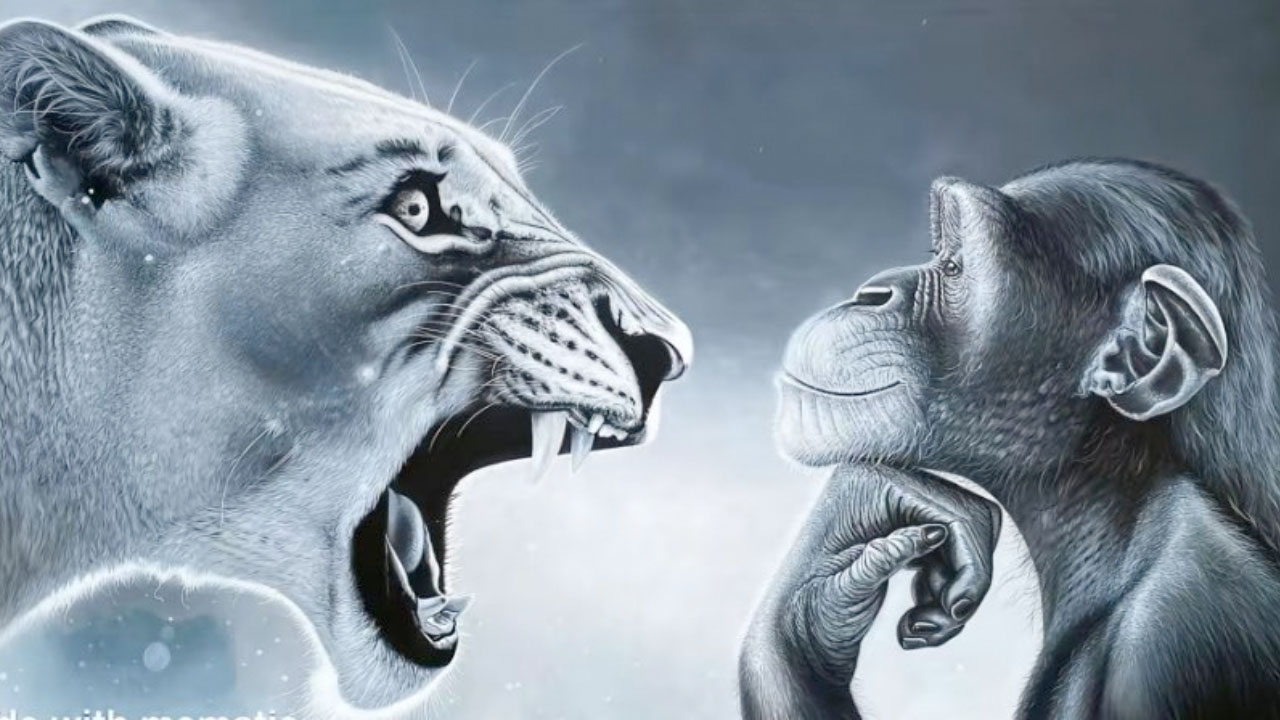 Lion Screaming At Monkey Meme Template