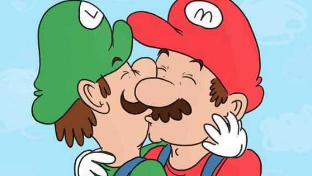 Mario and Luigi Kissing Meme Template