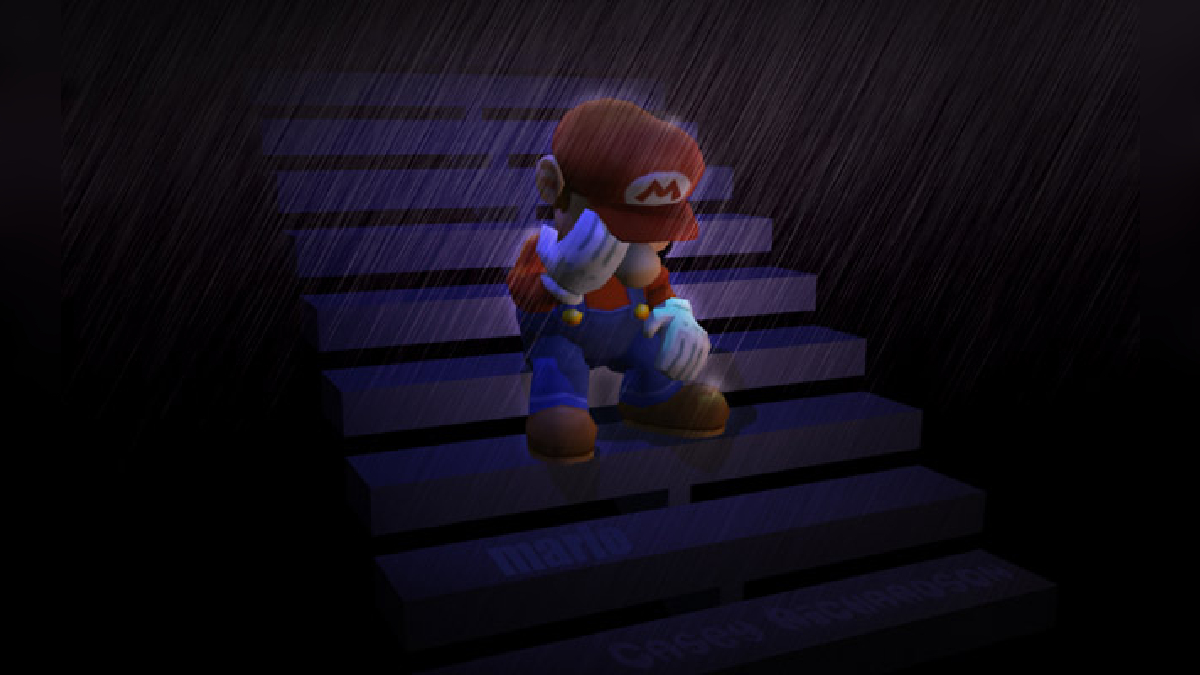 Mario Crying In The Rain On Steps