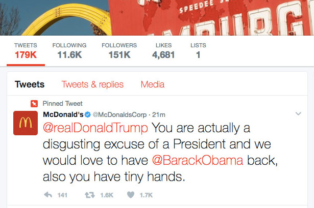 McDonald's Anti-Trump Tweet