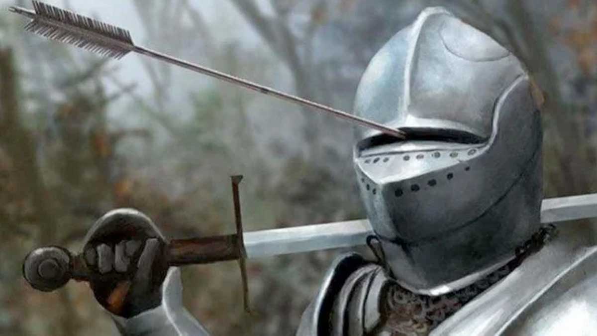 Medieval Knight with Arrow In Eye Slot