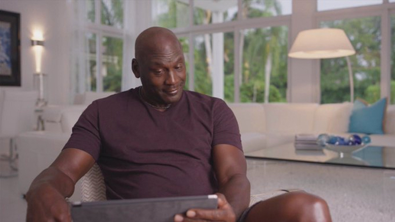 Michael Jordan Looking At iPad Meme Template