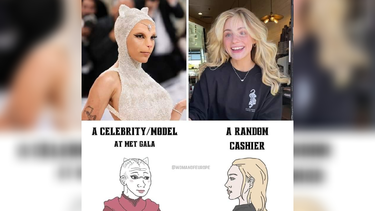 Model vs. Cashier Meme Template