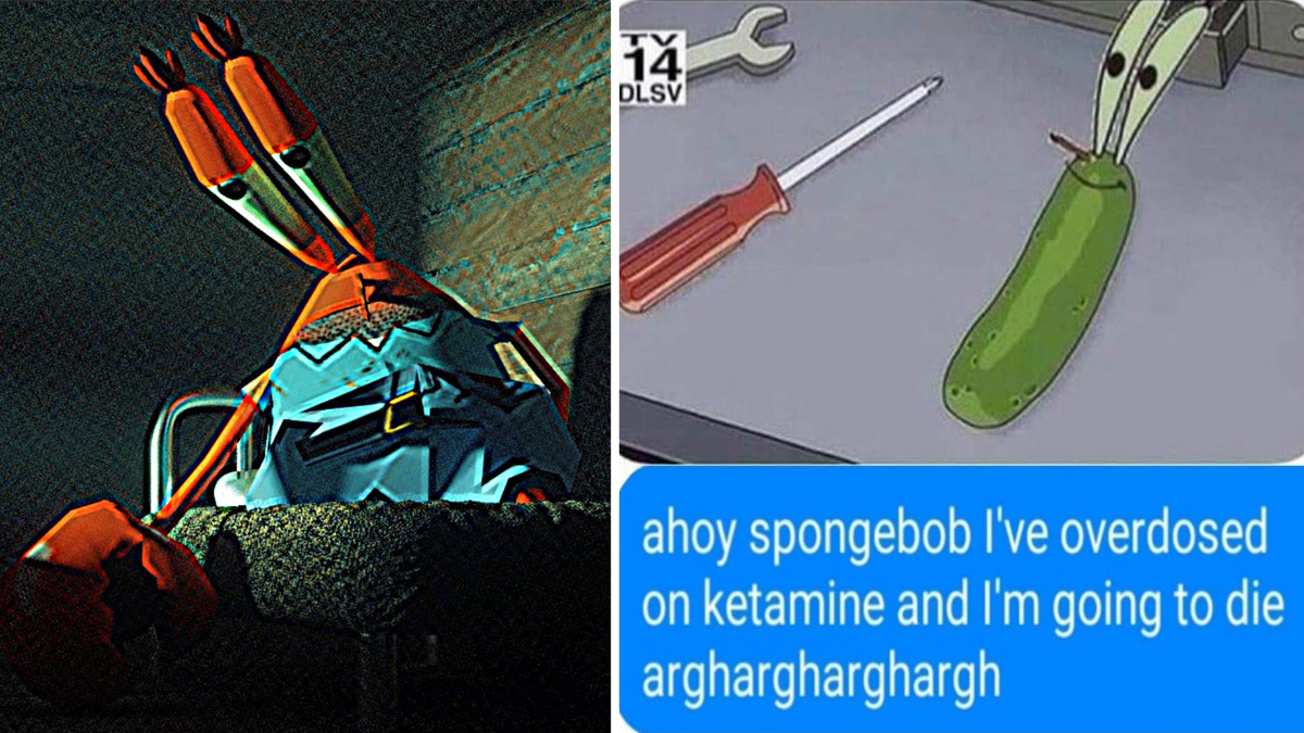 Mr. Krabs Overdoses on Ketamine Meme Template
