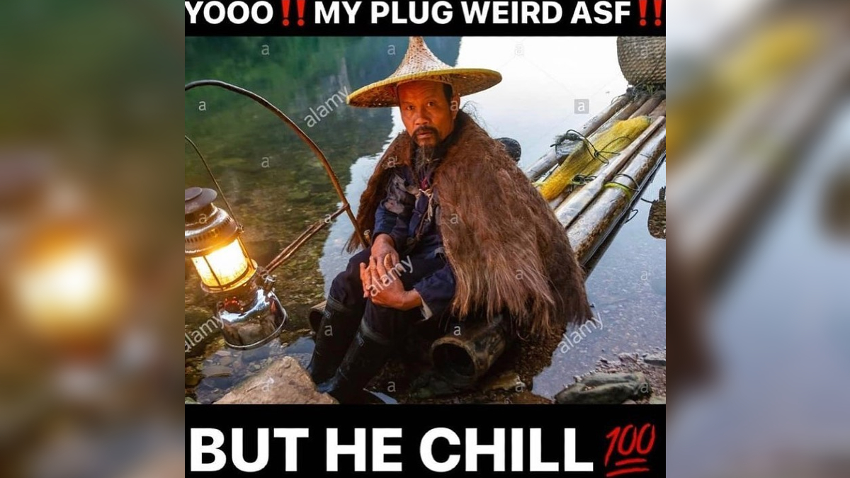 My Plug Weird But He Chill Meme Template