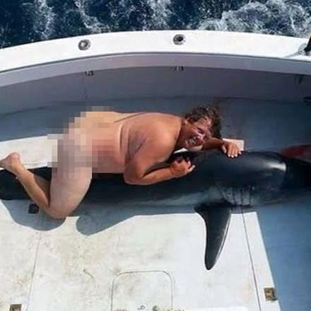 Naked Man Riding a Shark Meme Template