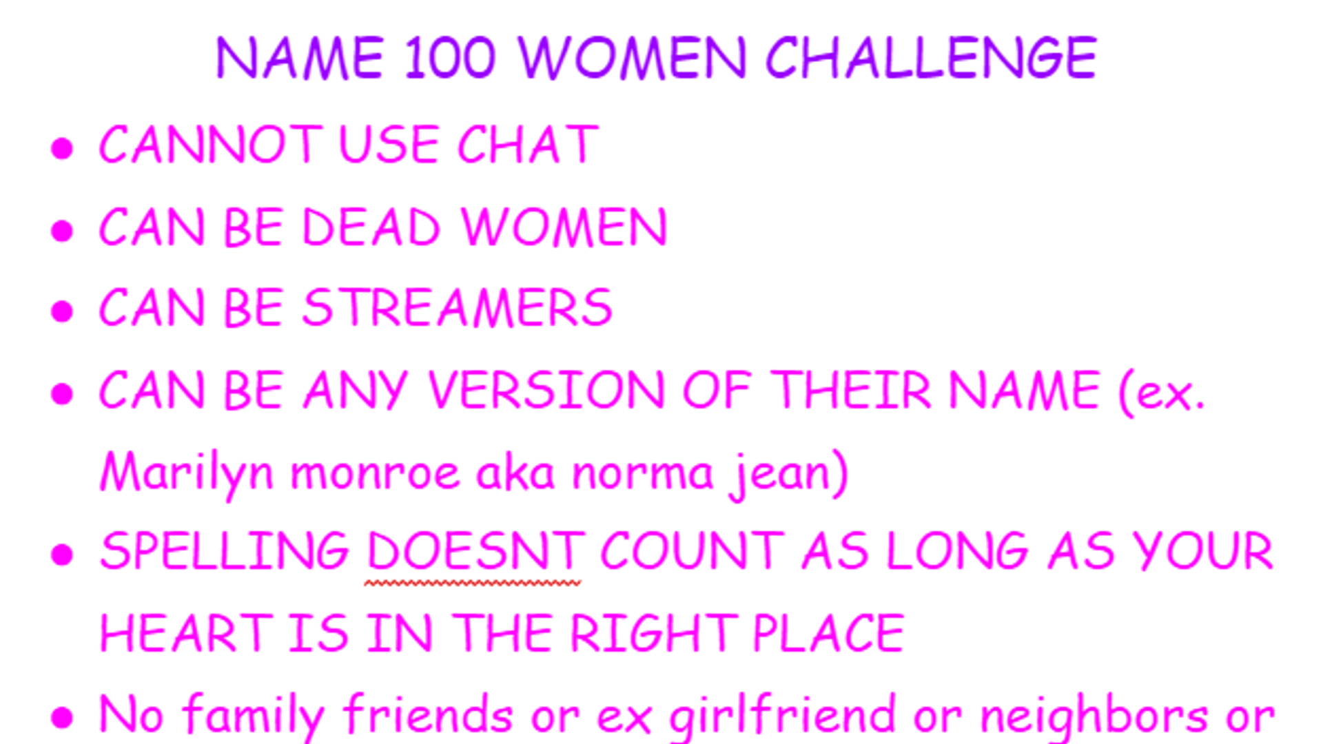Name 100 Women Challenge