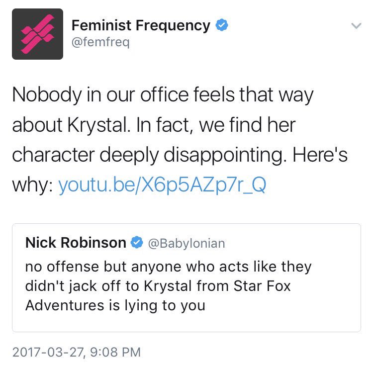 Nick Robinson "Krystal From Star Fox" Controversy