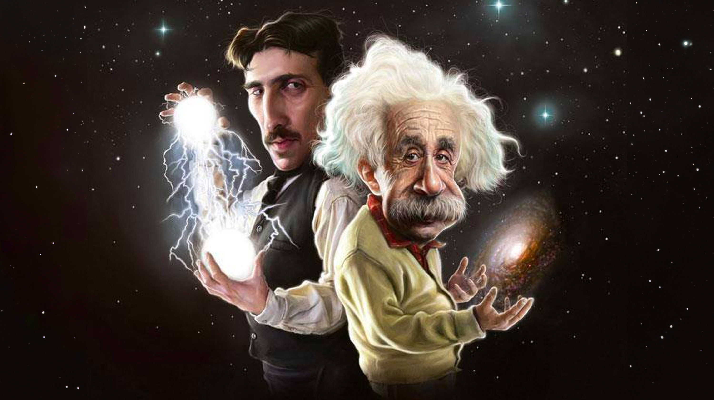 Nikola Tesla and Albert Einstein Meme Template
