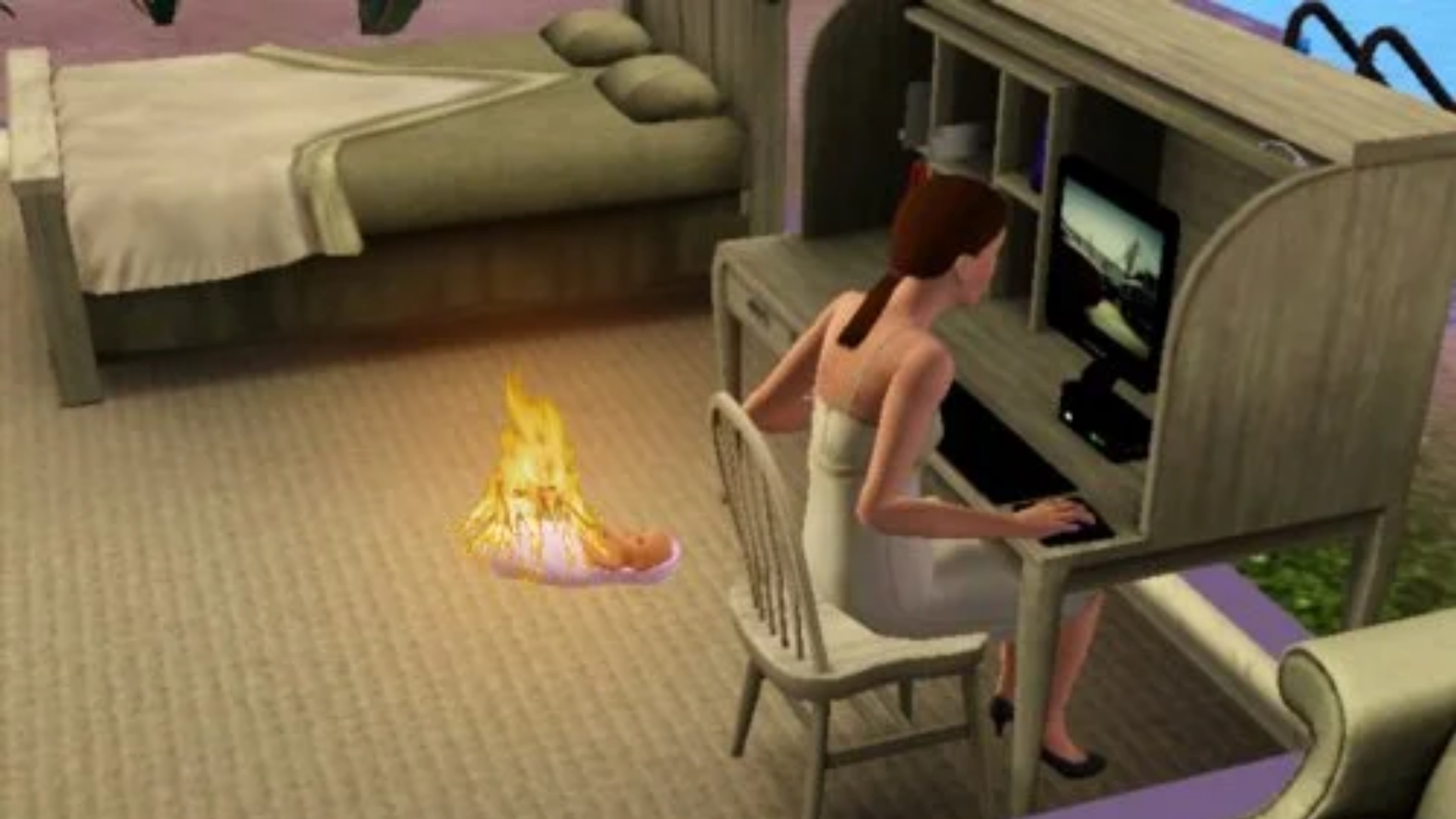 Not Now, Sweetie, Mommy's Cyberbullying / Sims Baby on Fire