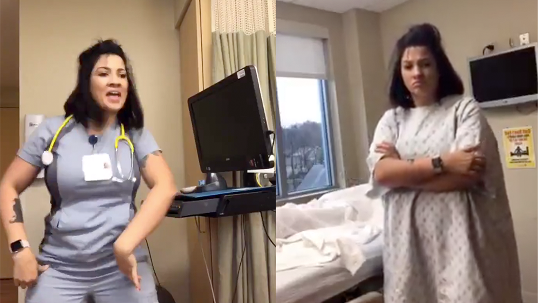 Nurse Dancing to Patient Hyperventilating TikTok Controversy Meme Template