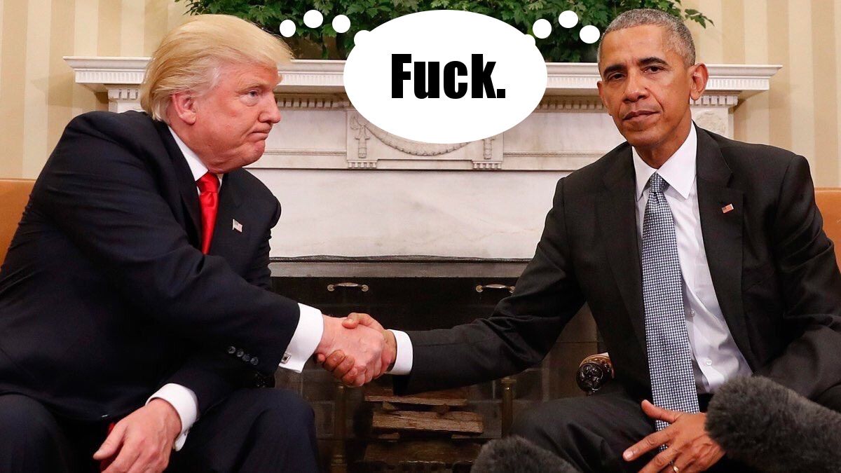 Obama and Trump Shaking Hands
