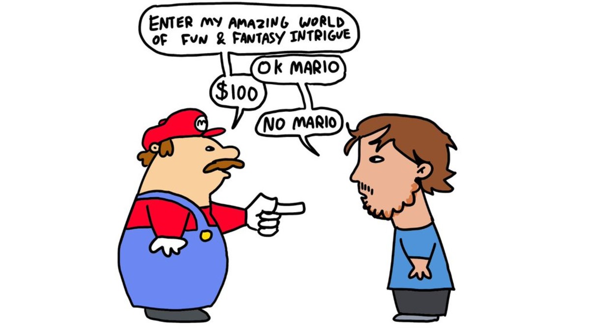 "Ok Mario" "$100" "No Mario" Meme Template