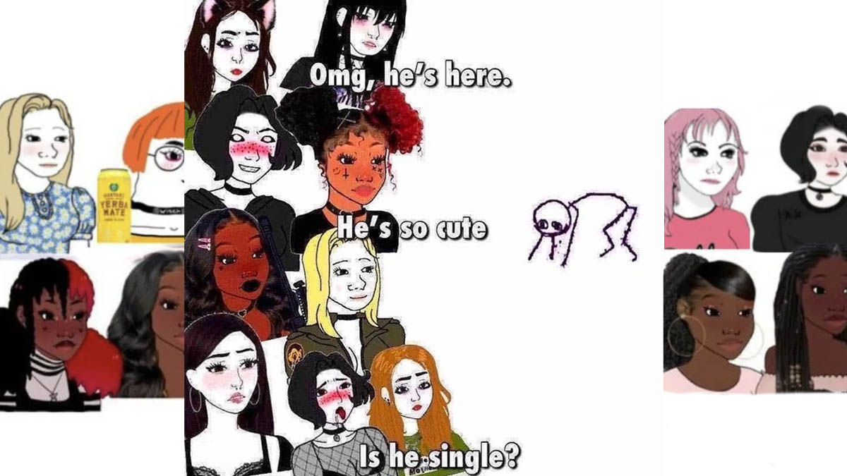 OMG He's Here / He's So Cute / Is He Single? Meme Template