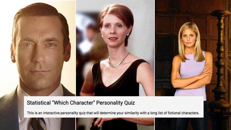 Open-Source Psychometrics Statistical "Which Character" Personality Quiz