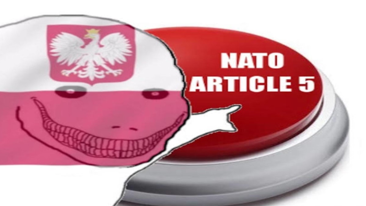 Poland Wojak Pushing NATO Article 5 Button