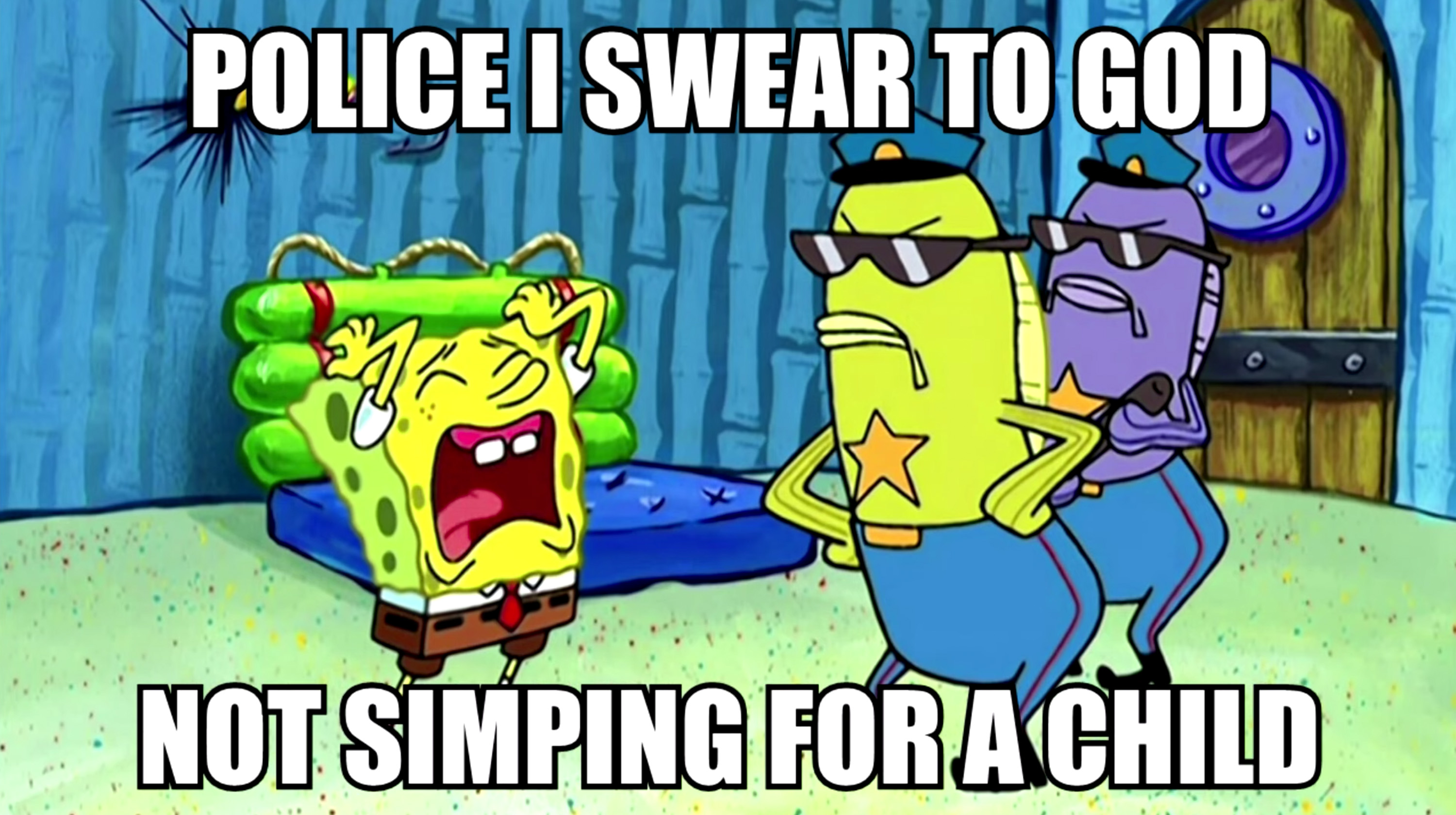 Police I Swear To God, Not Simping For a Child Meme Template