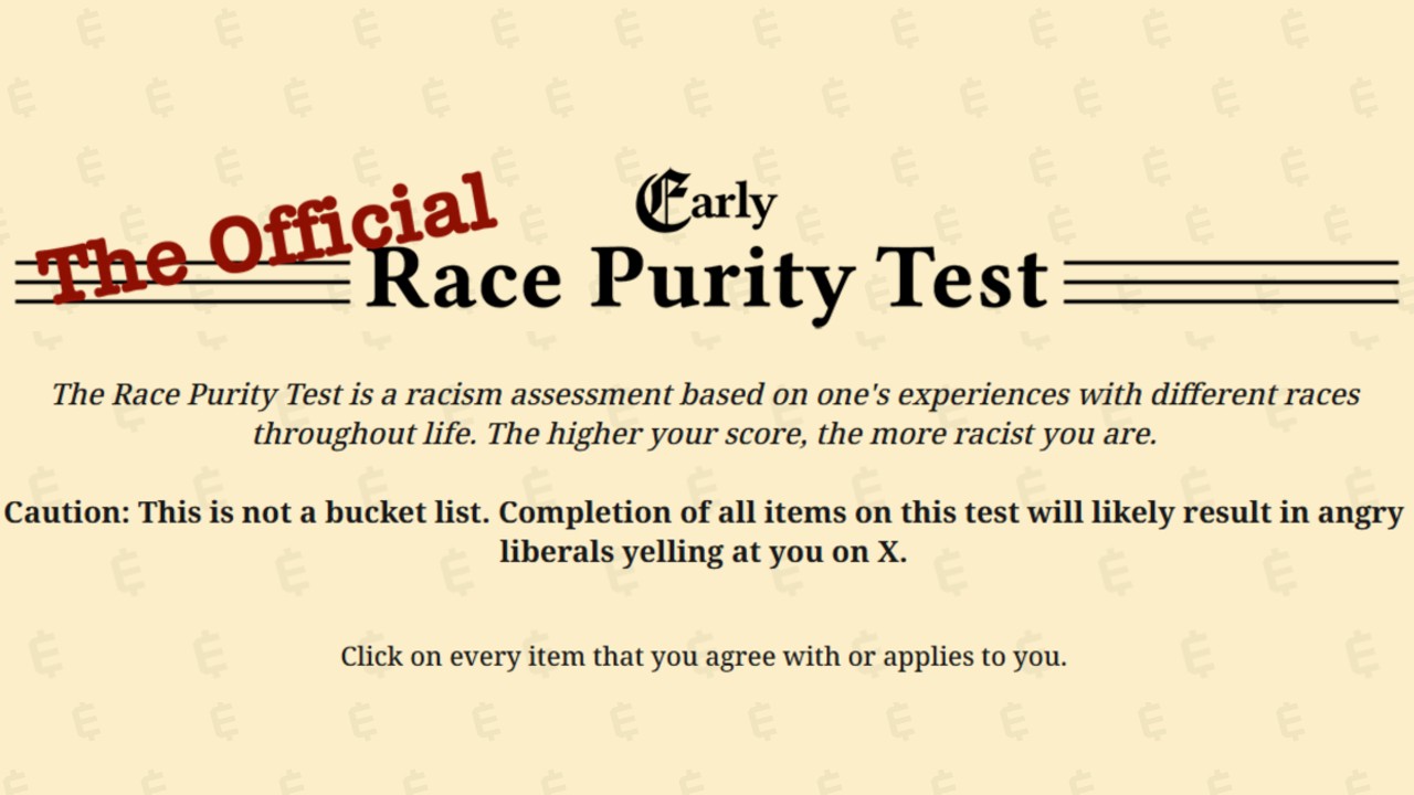 Race Purity Test Meme Template