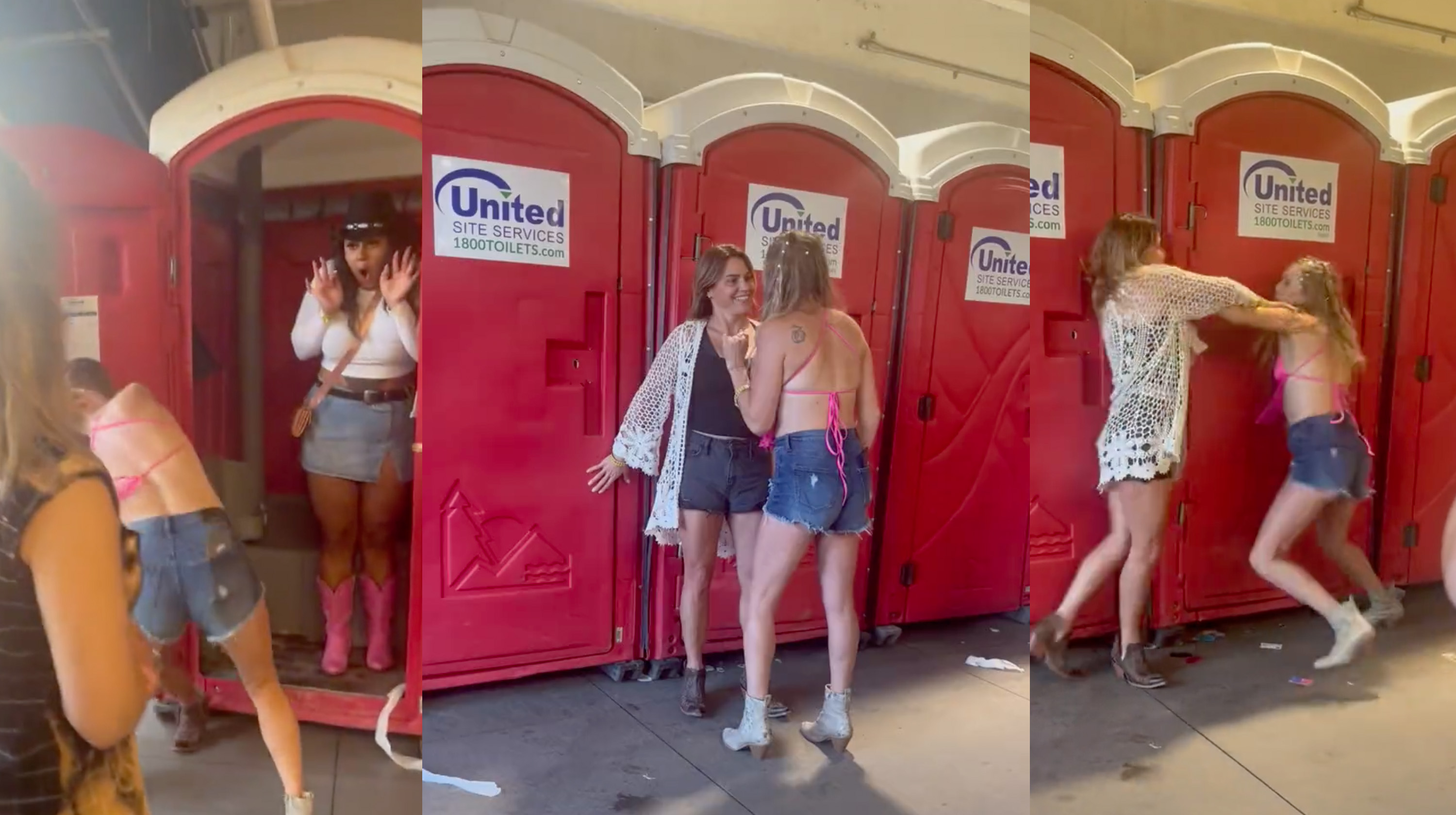 Romper Stomper Fight Video / Morgan Wallen Porta-Potty Brawl Meme Template
