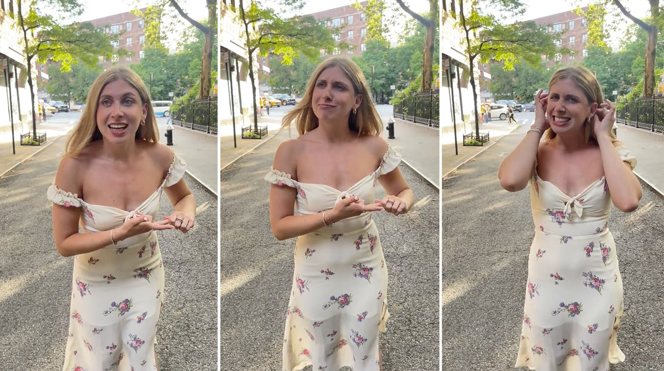 Sabrina Brier Saying "Oh" / Blonde Woman In Sundress Saying "Oh"