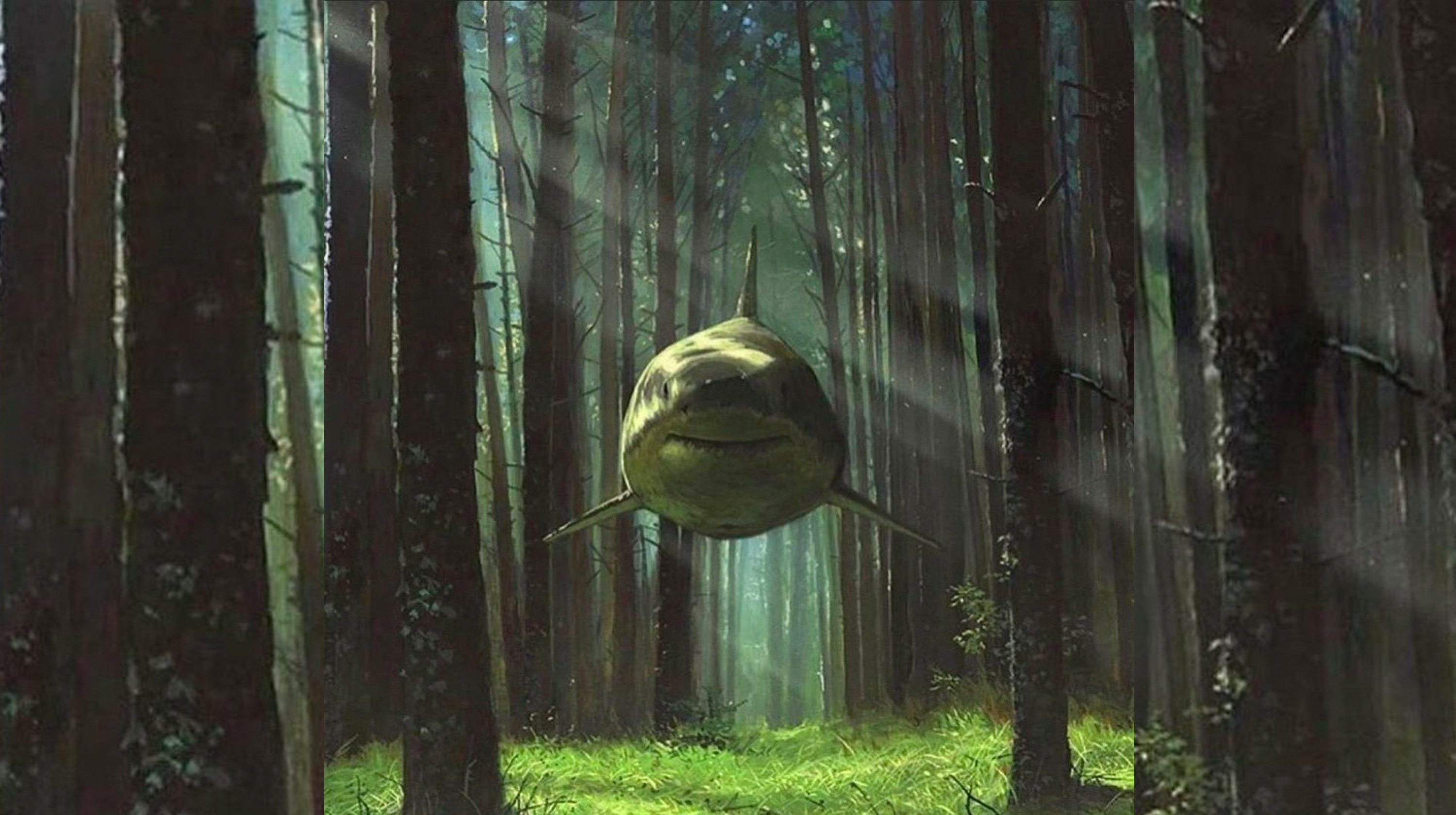 Shark In The Woods Meme Template
