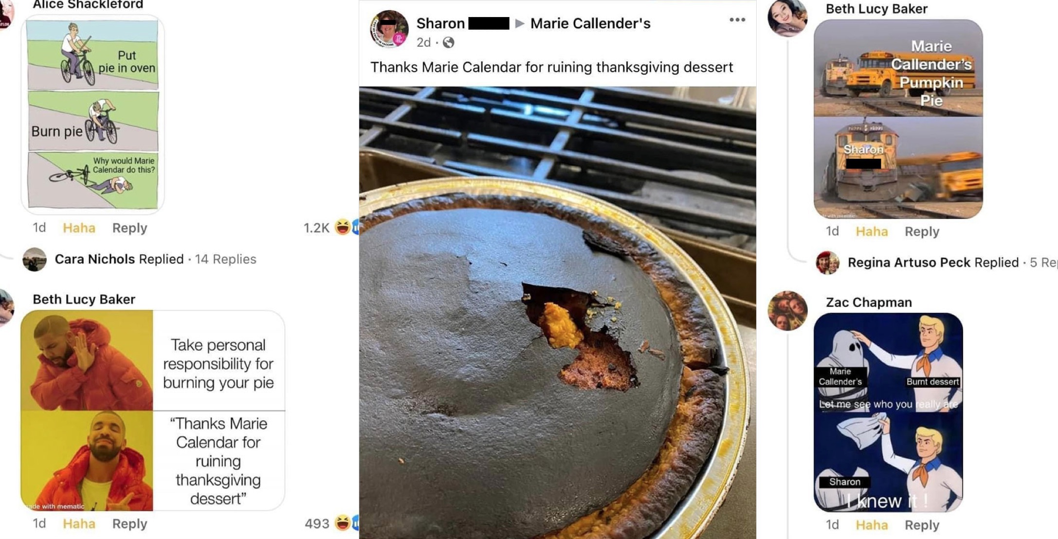 Sharon's Burnt Marie Callender Pie