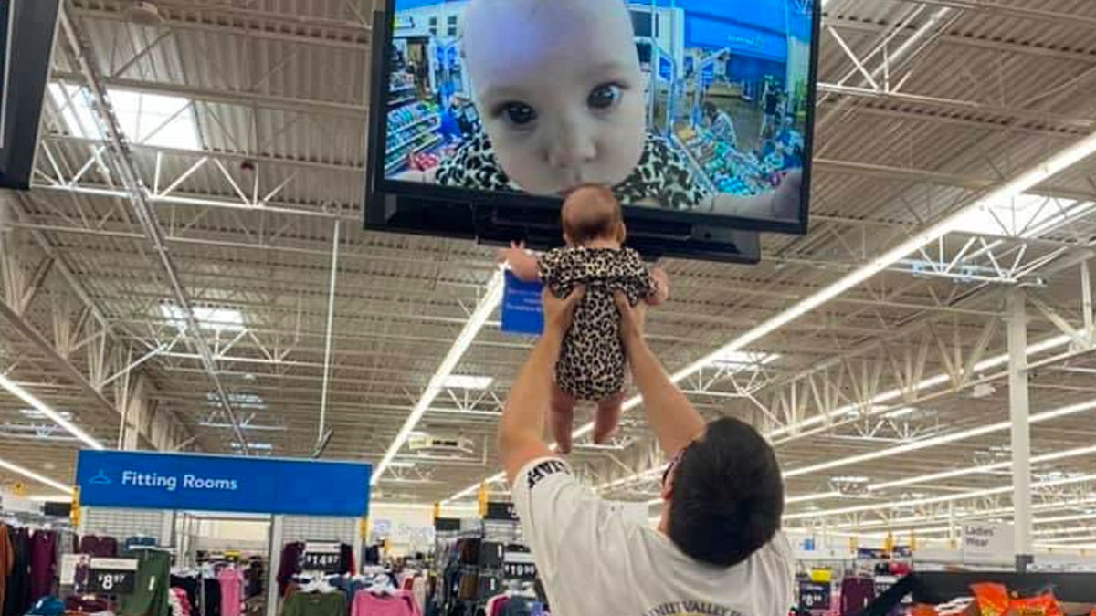 Showing Baby to a Supermarket Camera