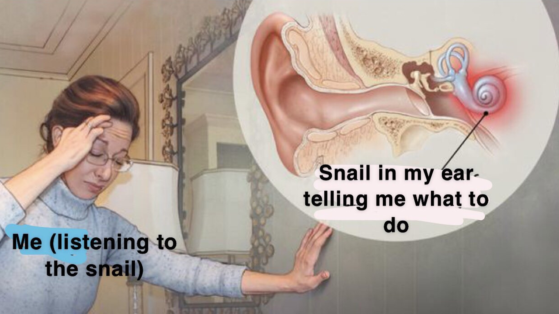 Snail in My Ear Telling Me Meme Template