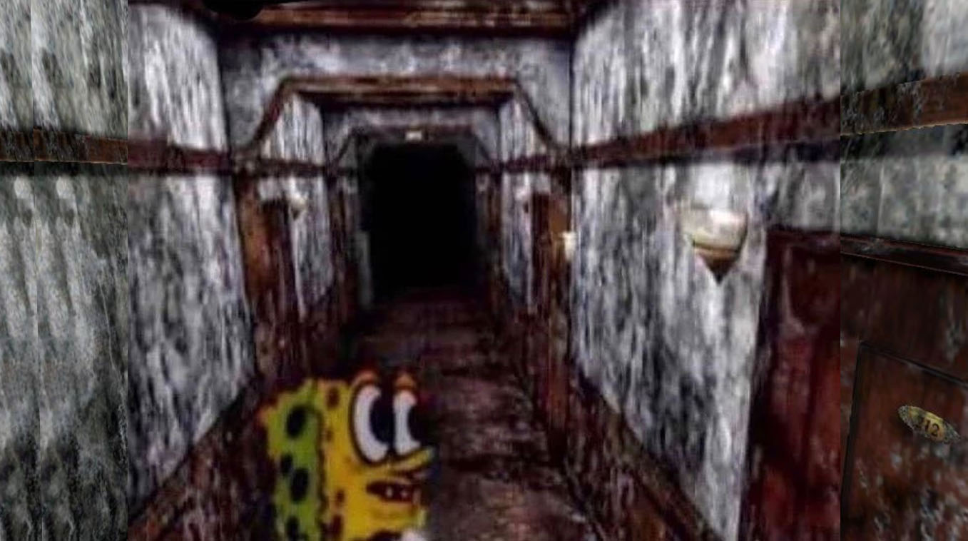 SpongeBob In Silent Hill / Aw Hell Naw Spunch Bob Meme Template