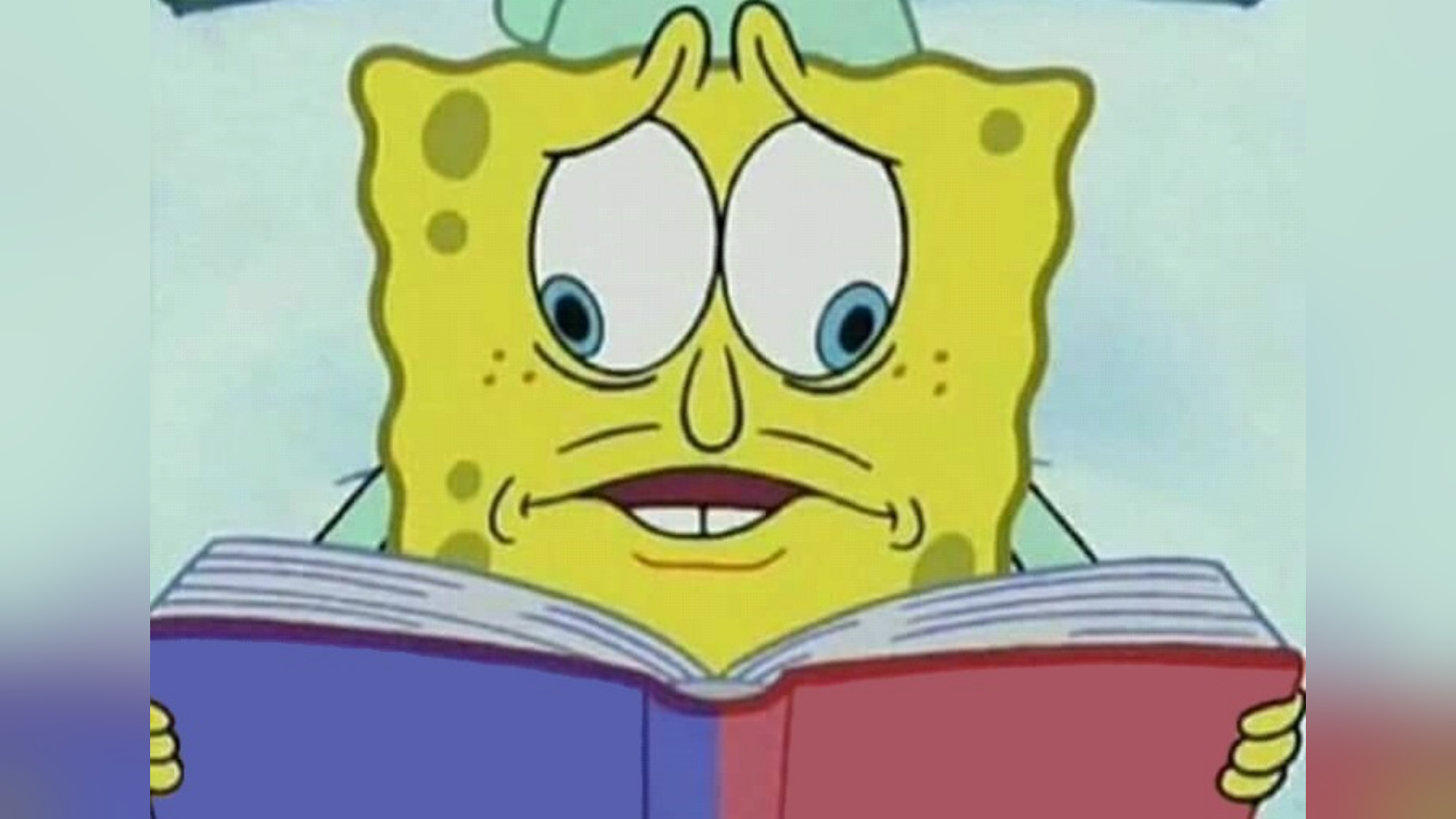 SpongeBob Reading Two Pages at Once Meme Template