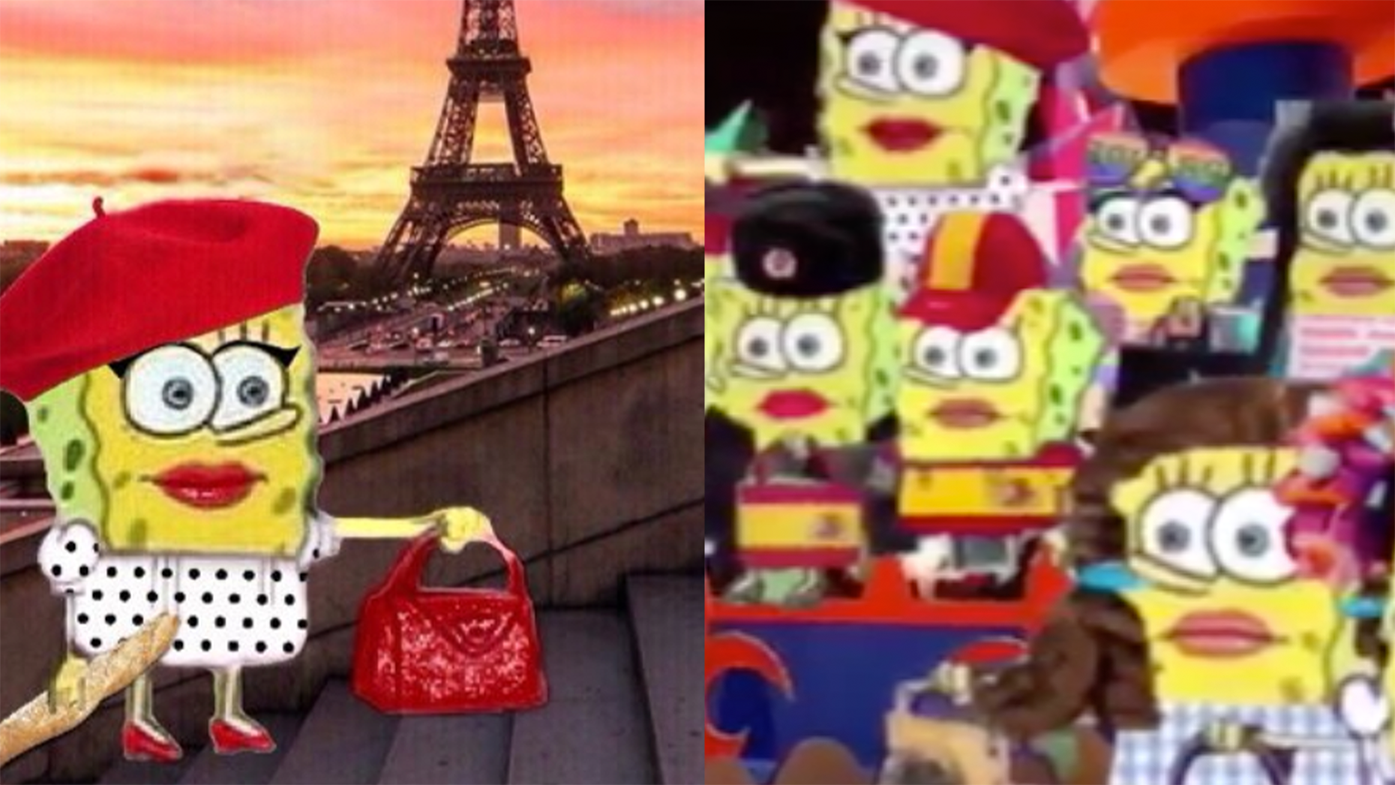 SpongeBob Traveling the World in Drag Meme Template