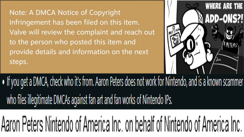 Steam Workshop's Nintendo Add-ons Takedown Meme Template