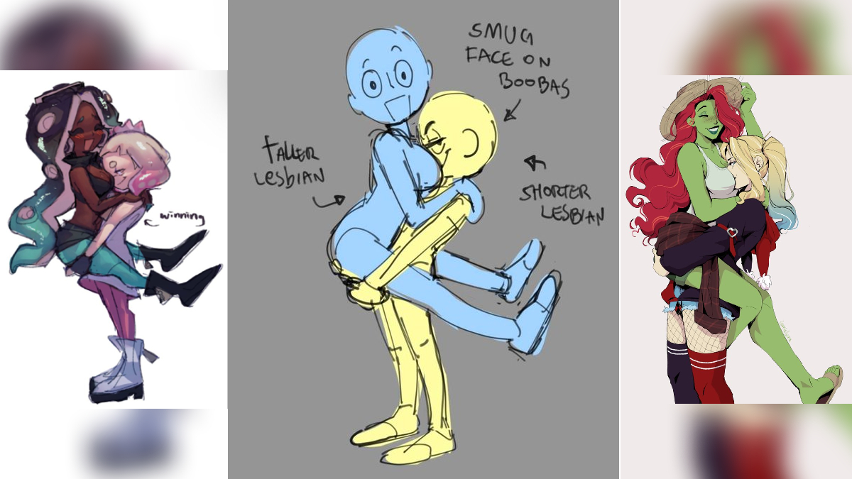 Tall and Short Lesbians Smug Face On Boobas Pose Meme Template