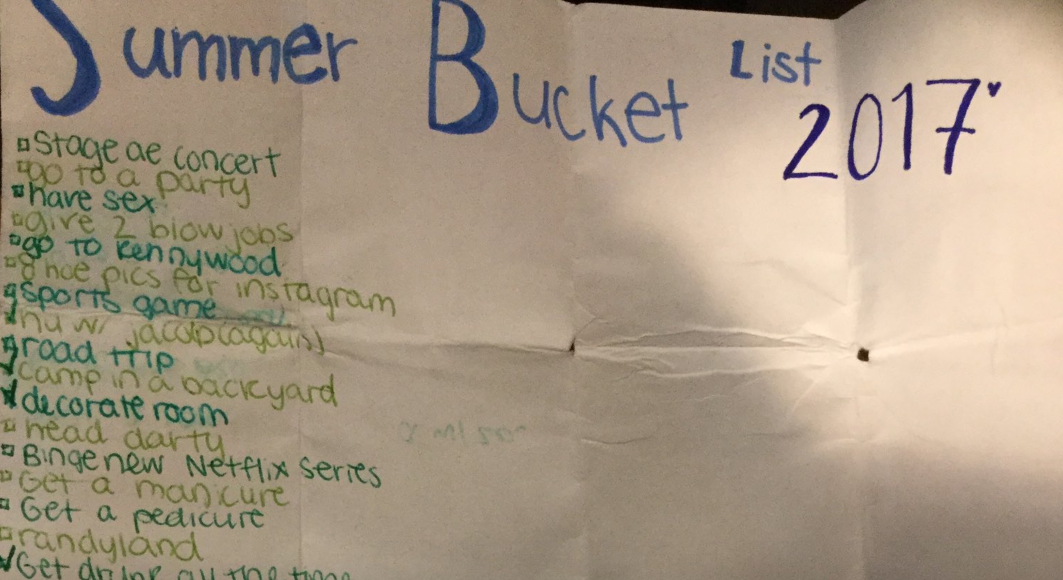 Teen's Summer 2017 Bucket List Meme Template