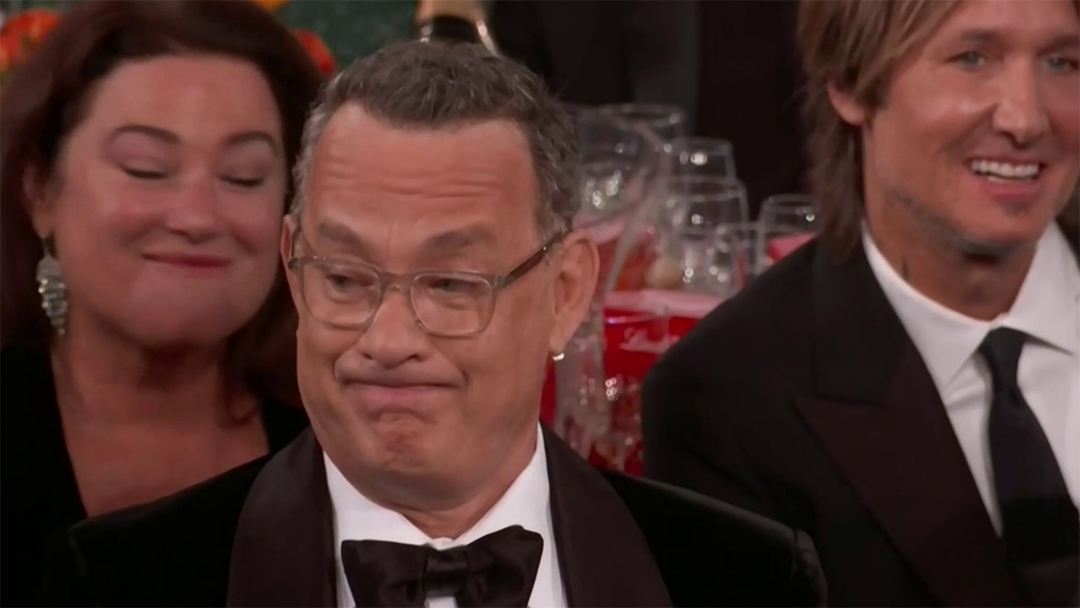 Tom Hanks' Golden Globe Grimace Meme Template