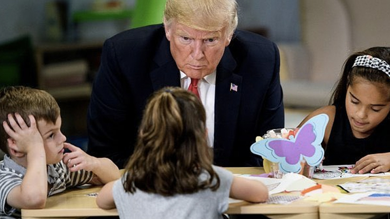 Trump Glowering at Child Meme Template
