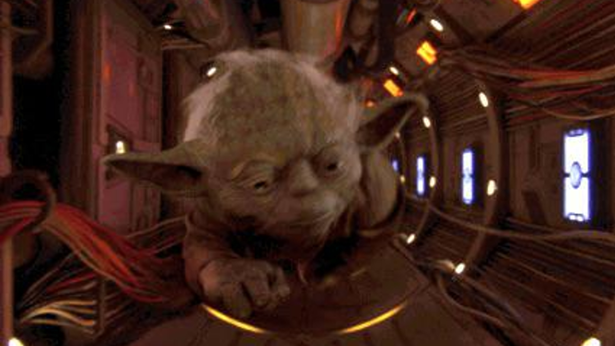 Yoda Crawling Through Electrical Vent