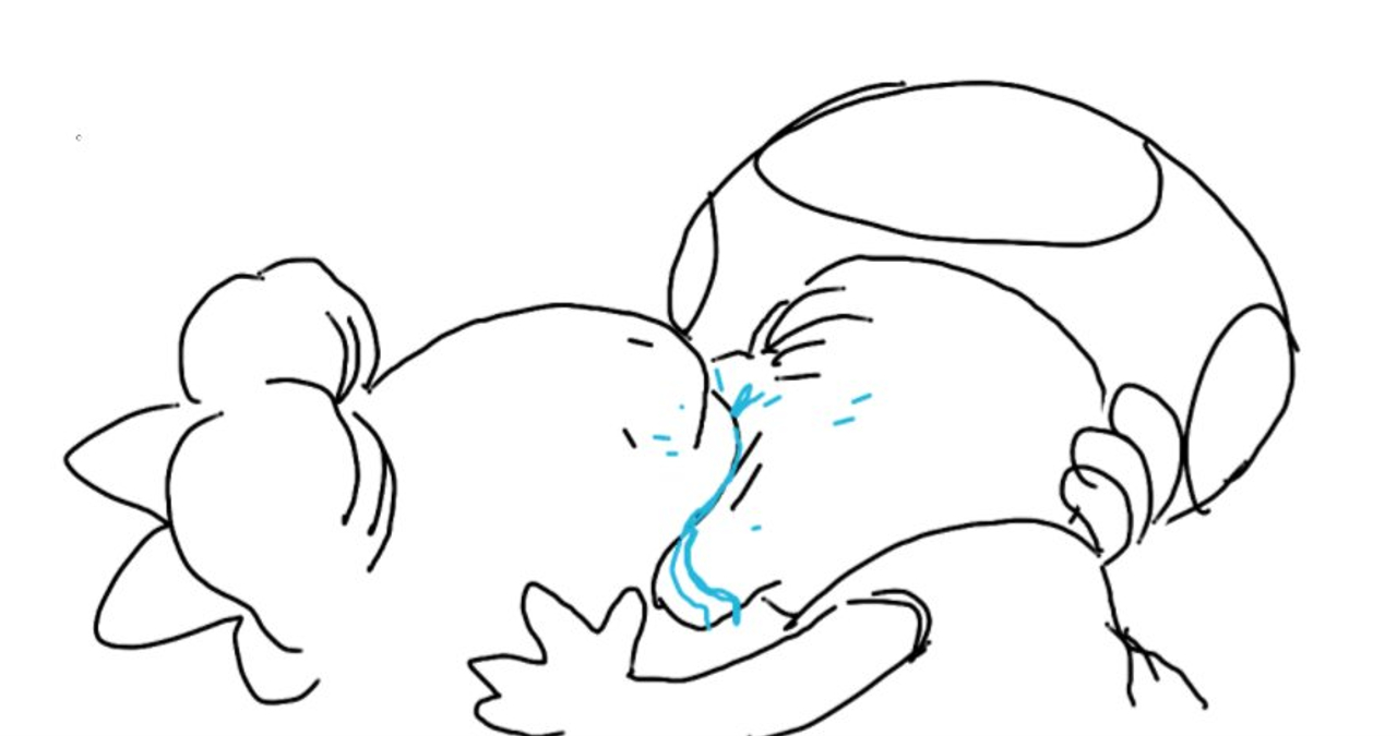Yoshi and Toad Kissing Meme Template