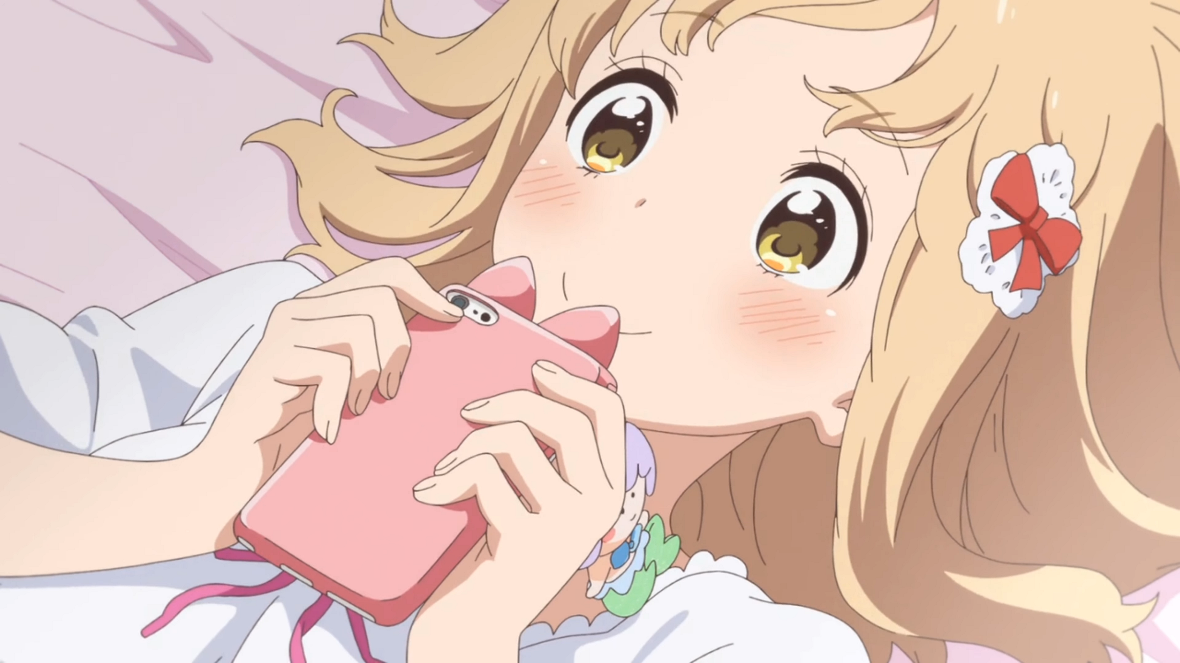 Yui Yamada Rolling in Bed After a Phone Call